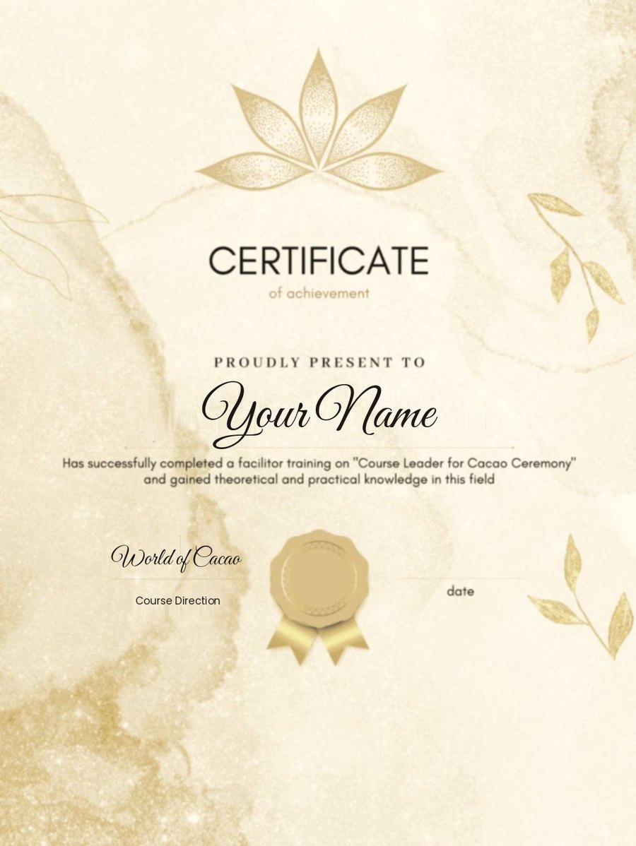 Sample Cacao Ceremony Facilitator certificate