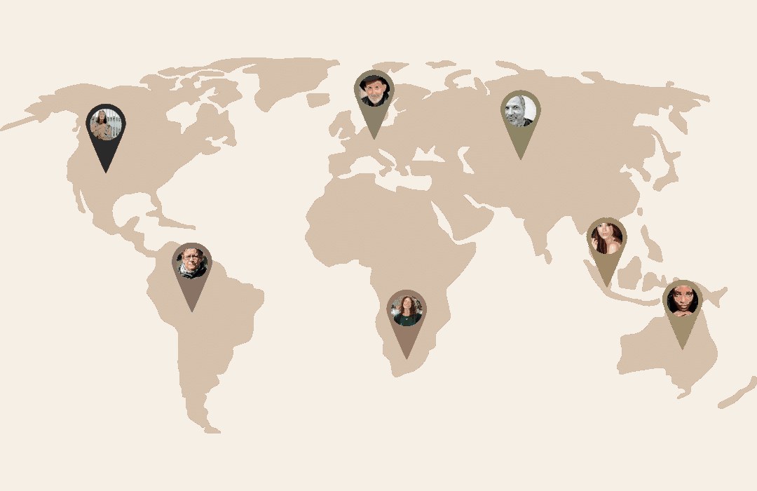 World map with pins of World of Cacao graduates